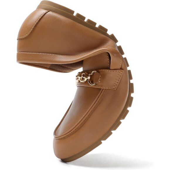 Dream Pairs Women Brown-pu Faux Leather Lightweight Arch Support Slip On Flat - Picture 3 of 9